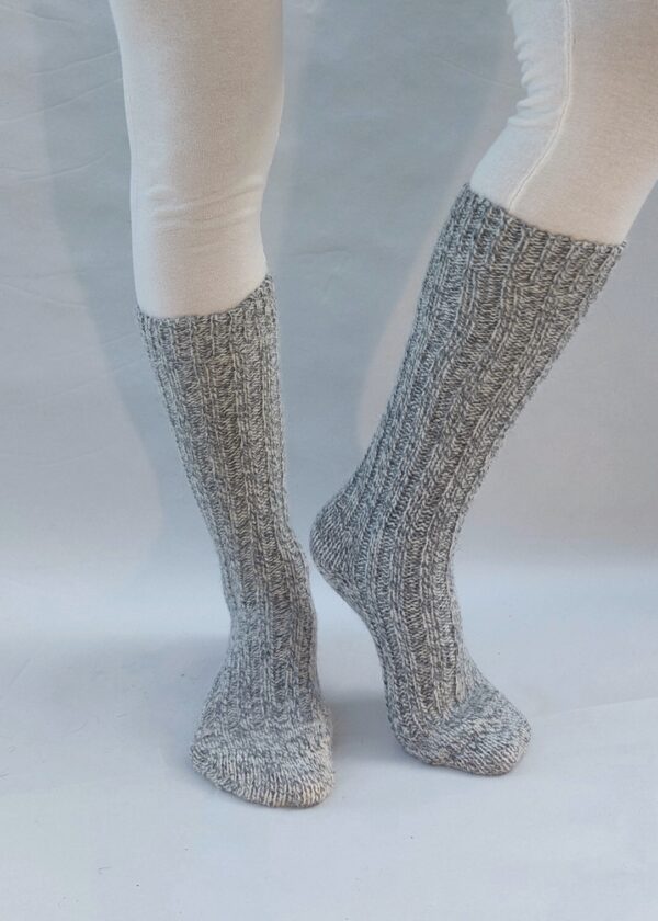 Calzettoni lana/alpaca moulinè - Grigio melange, 39/41