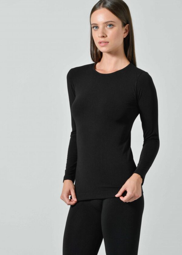 Girocollo m/lunga in bamboo - S/M, Nero