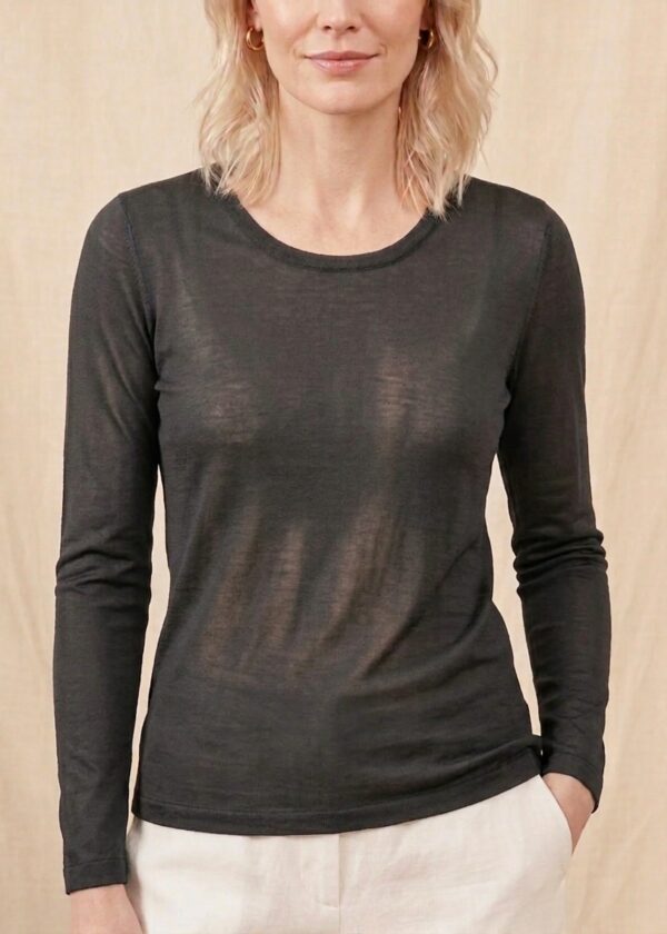 Maglia sottile girocollo seta/cotone - S, Nero
