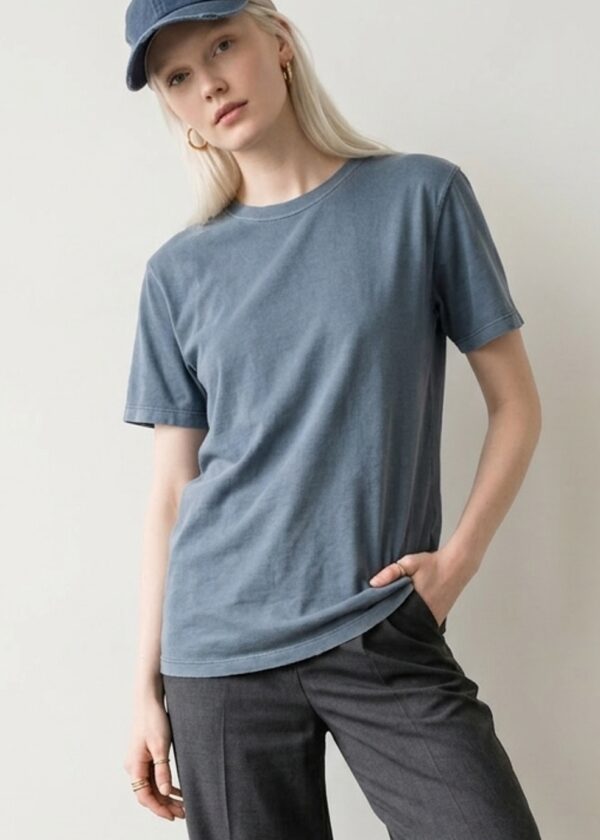 T-shirt in cotone organico delavè - Indaco, M