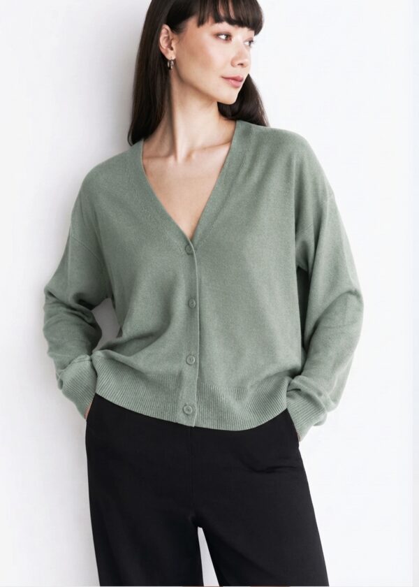 Cardigan in Bamboo e Cashmere - S, Salvia