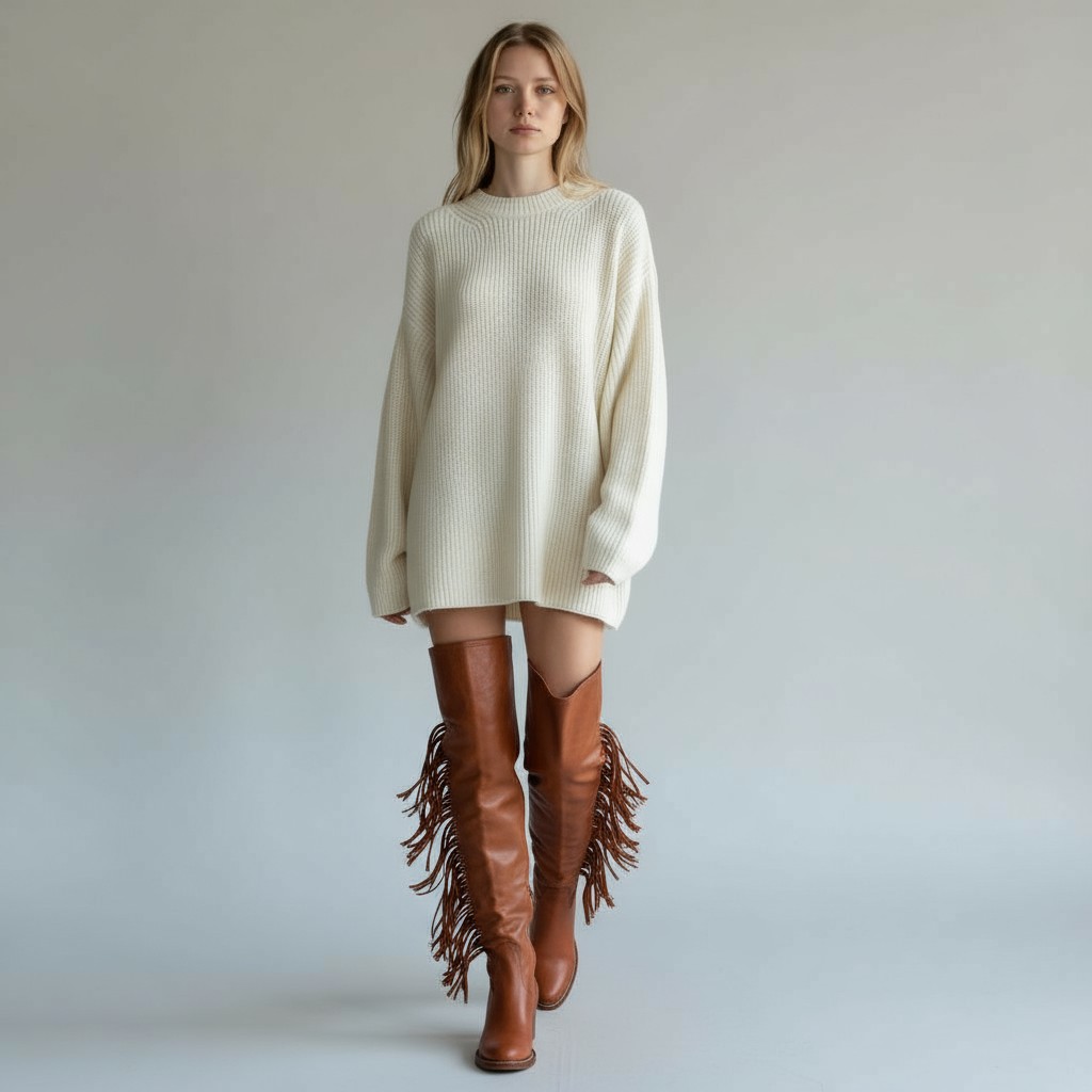 Girocollo oversize costa inglese in cashmere e seta - immagine 4