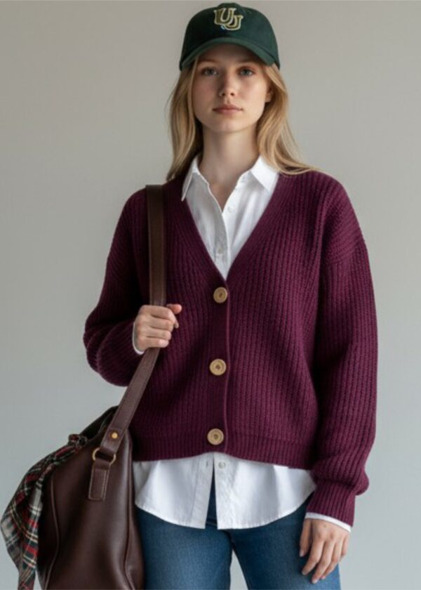 Cardigan in cashmere e seta - Taglia Unica, Bordeaux