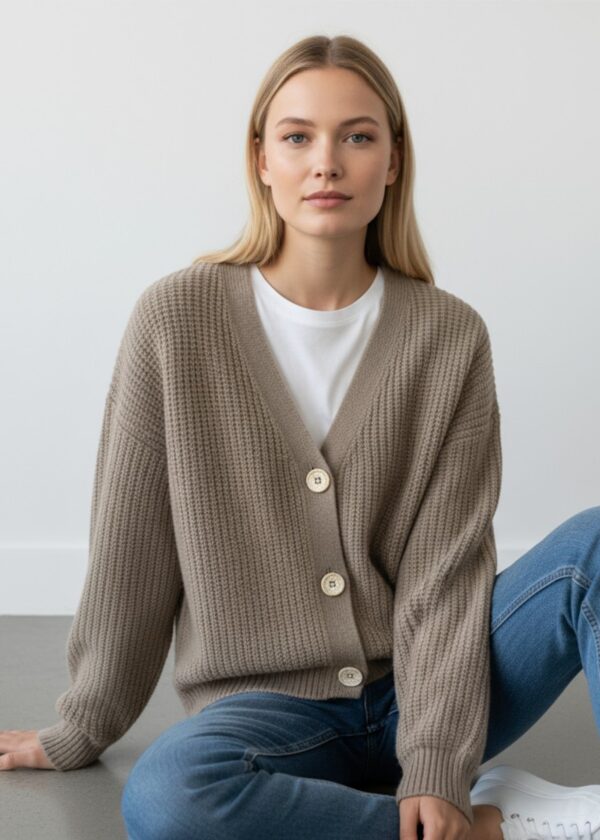 Cardigan in cashmere e seta - Taglia Unica, Tortora