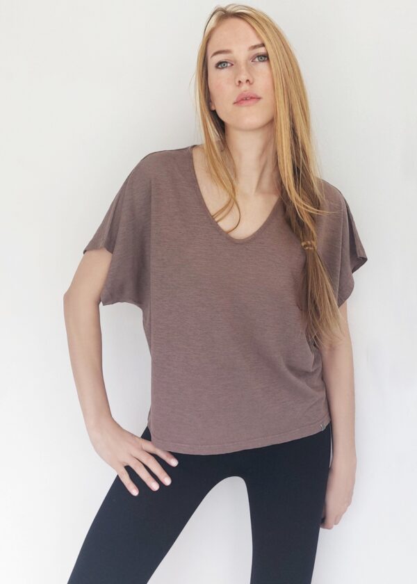 T-shirt donna over in canapa - Tortora, L