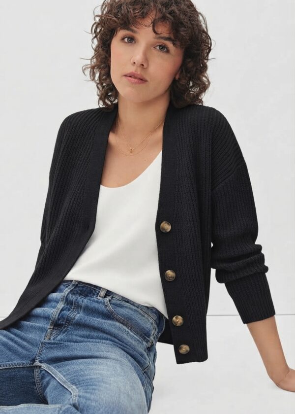 Cardigan in cashmere e seta - Taglia Unica, Nero