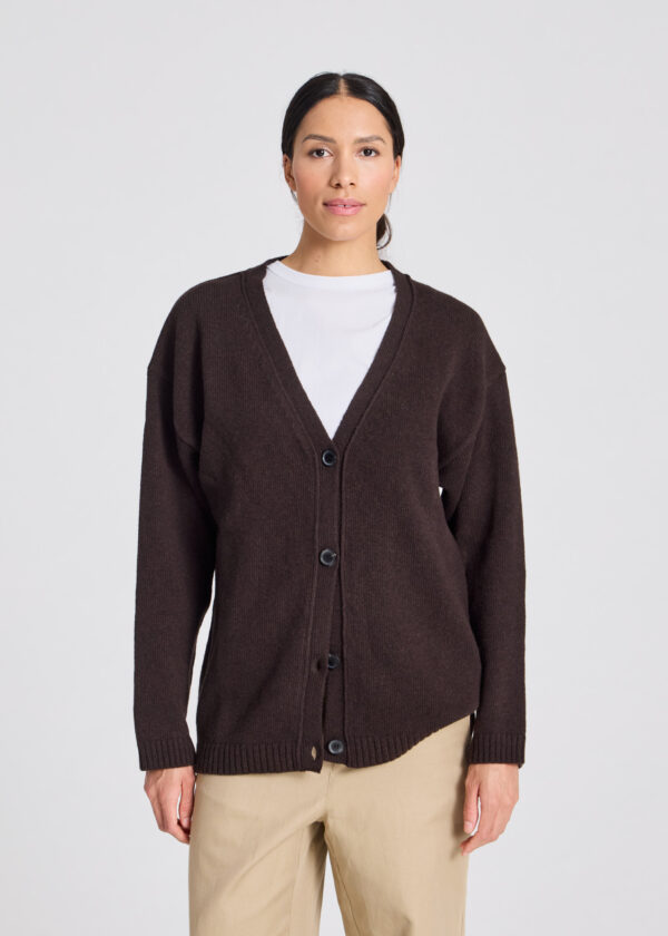 Cardigan 100% lambswool - M, caffè nero