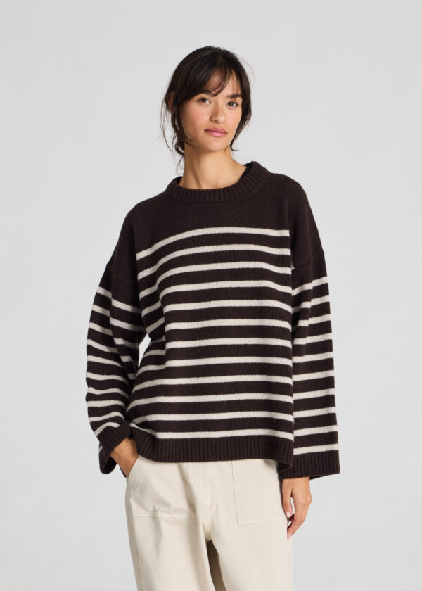 Maglione rigato 100% lambswool - M, nero rigato