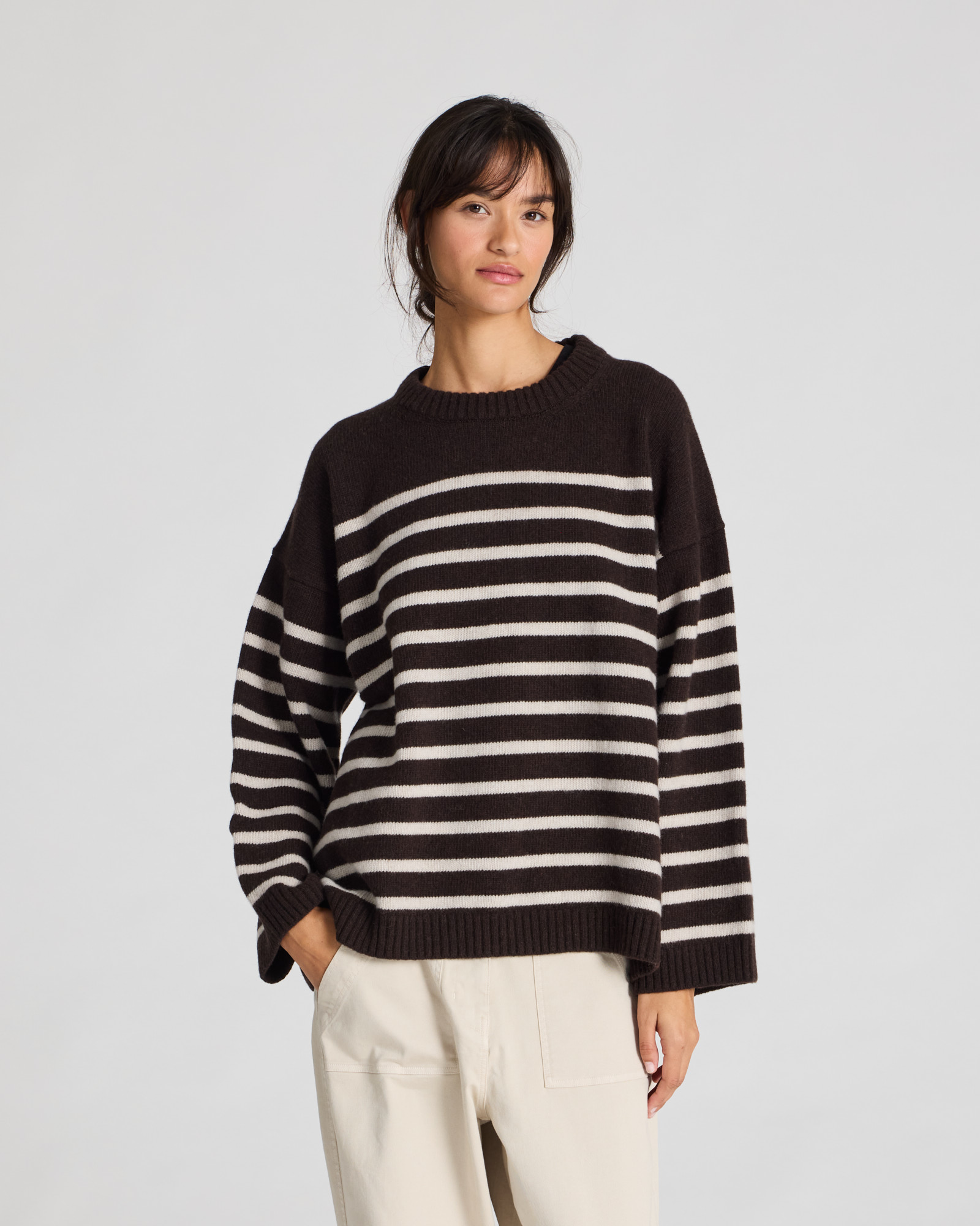 Maglione rigato 100% lambswool